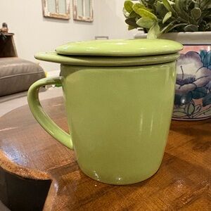 ForeLife Green Ceramic Tea Mug with Infuser & Lid